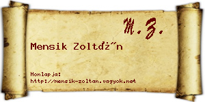 Mensik Zoltán névjegykártya